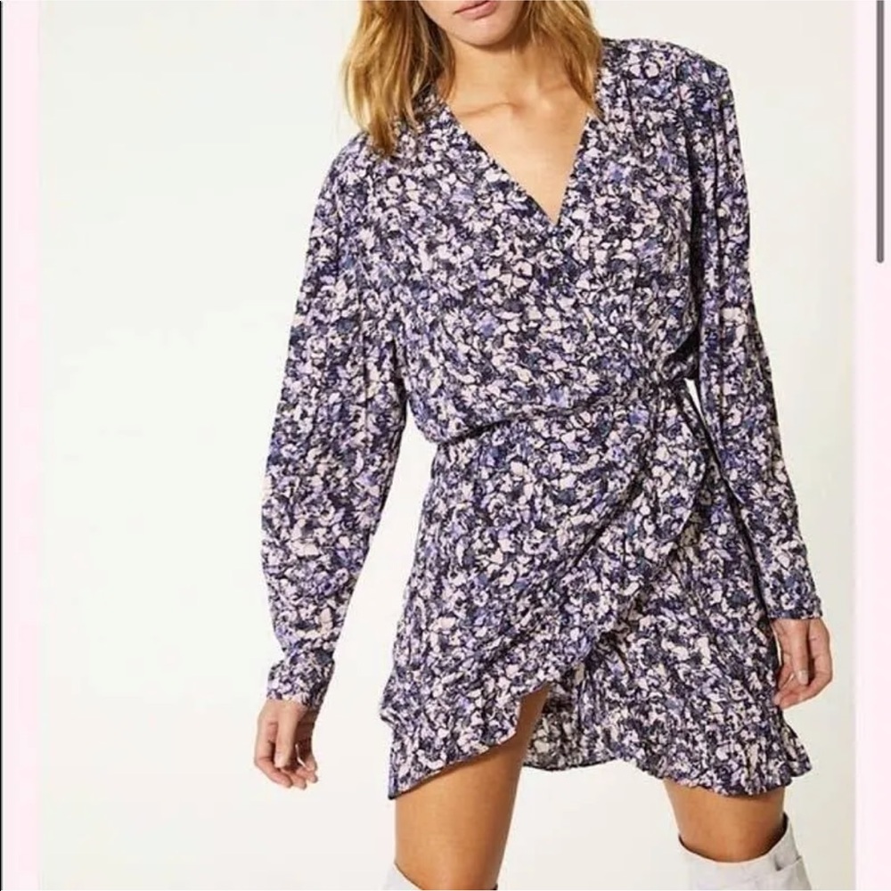 NWT IRO Brasey Abstract Print Mini Dress in Purple Floral Petals size 40